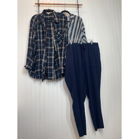 Mello Day Terra Sky NYCC Button-Down Shirt Wrap Blouse & Pants Bundle Size 3X - Picture 1 of 13